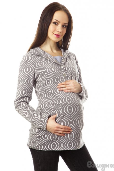 Свитшот "Кэнди" серый орнамент для беременных и кормящих