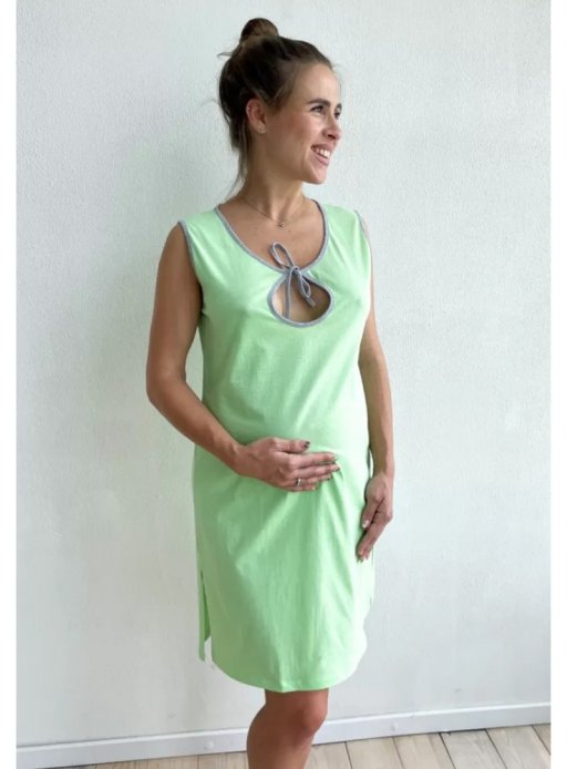 Ночная сорочка Simple для беременных и кормящих салатовый