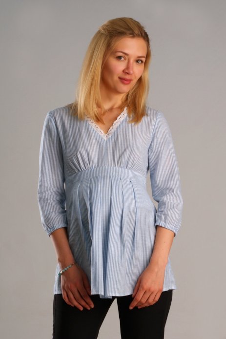 Блуза Светлая мечта для беременных полоска голубой