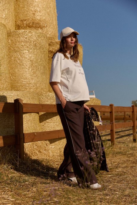 Брюки с лампасами для беременных шоколад Брюки с лампасами для беременных шоколад