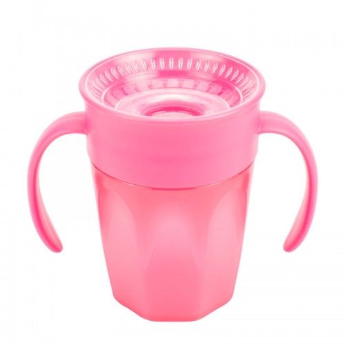 Чашка 360° с ручками, 200 мл, цвет розовый, 1 шт. в упаковке