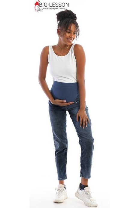 Джинси бойфренд для вагітних сіро-синій
