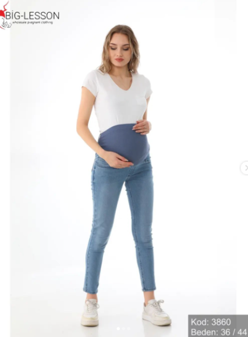 Джинсы MOM для беременных голубой