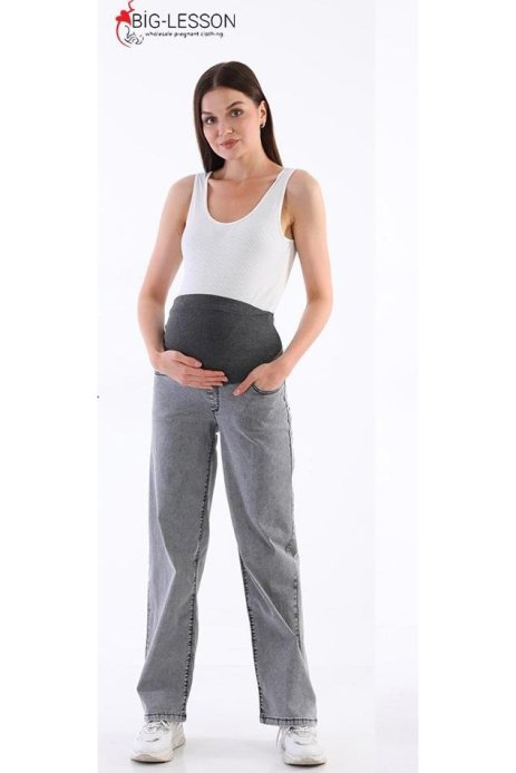 Джинси прямі для вагітних сірий