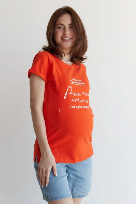 Футболка Paris для вагітних і годуючих помаранчевий