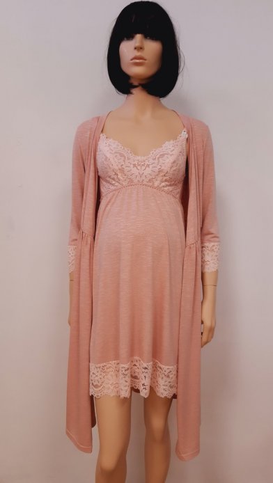 Комплект Лайма сорочка+халат розовый меланж