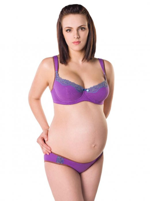 Комплект бюстгальтер для беременных "MADONNA"+трусики-слип лиловый/темно-голубой