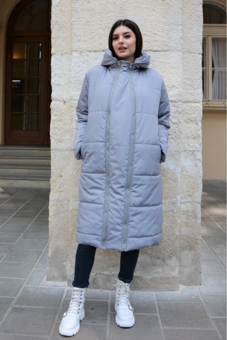 Куртка 2в1 зима для вагітних сірий