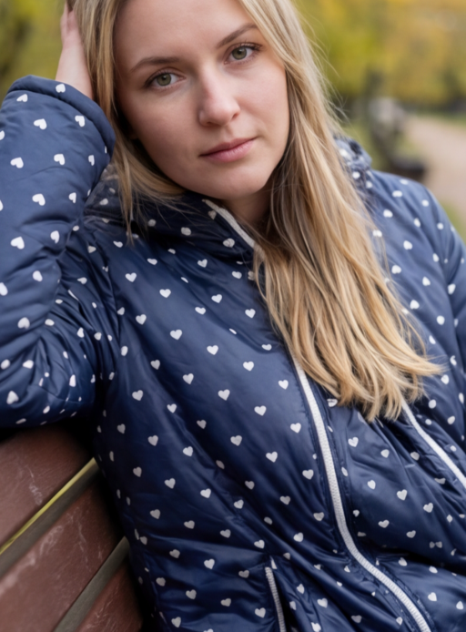 Куртка зимова 2в1 Марго двостороння для вагітних синій/сердечка на синьому