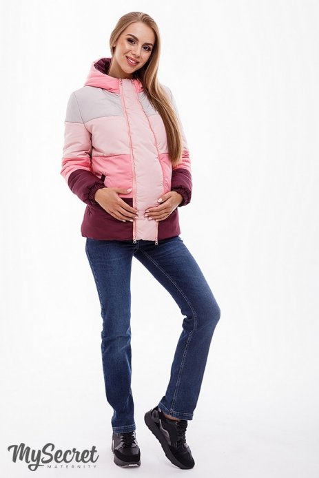 Куртка демисезонная 2в1 Sia сочетание марсалы, теплого розового, пудрового и бежевого