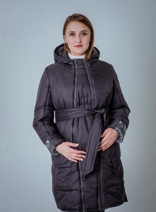 Куртка Марго двухсторонняя 2в1 для беременности зимняя графит/принт олени