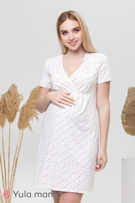 Ночная сорочка Alisa light для беременных и кормящих мишки на молочном