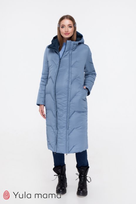 Пальто зима Tokyo 2в1 двухстороннее для беременности синий и голубой