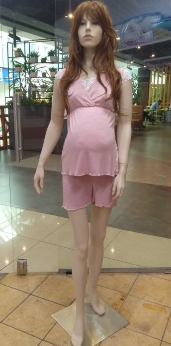 Пижама Софи для беременных и кормящих меланж пудра