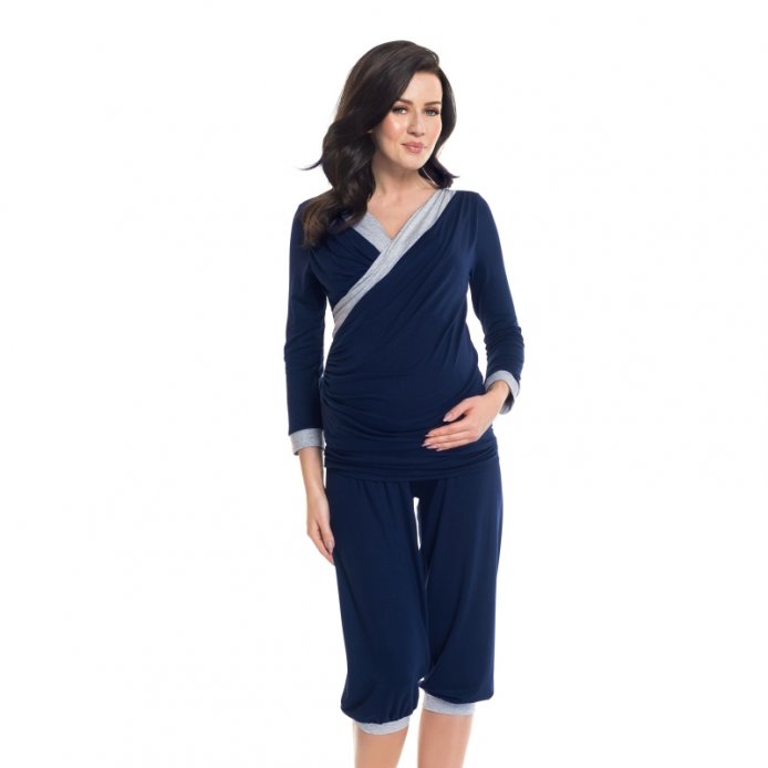 Пижама Silva для беременных и кормящих серый меланж