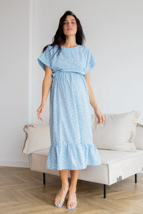 Сукня для вагітних та годуючих блакитний