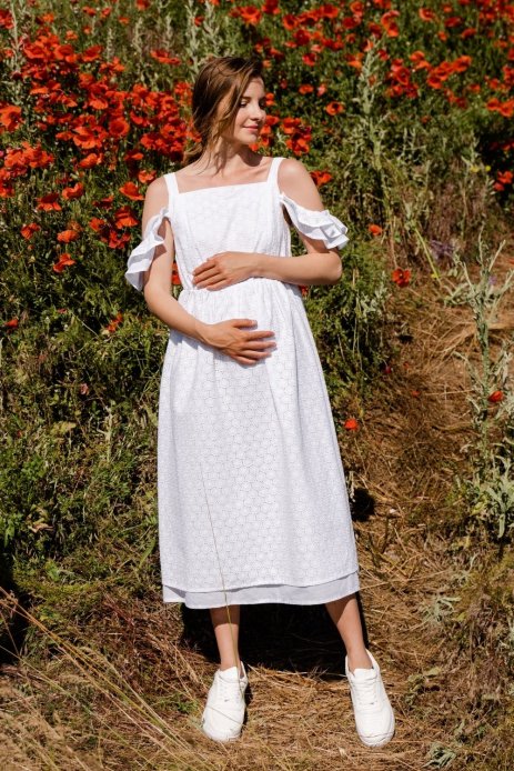 Платье для беременных и кормящих прошва белый