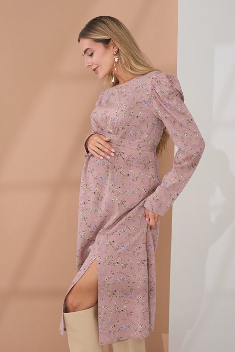 Сукня Ellender для вагітних і годуючих пудра з квітковим принтом. Сукня Ellender для вагітних і годуючих пудра з квітковим принтом.