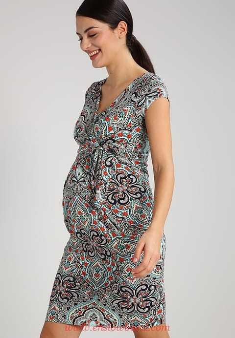 Платье Holly New II для беременных и кормящих печать бирюзовый