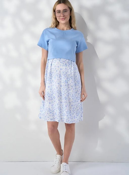 Платье Marine для беременных и кормящих голубой цветы