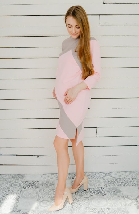 Сукня-туніка Еліс для вагітності і годування капучино св.рожевий