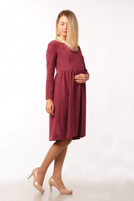Платье "В мягких объятьях" для беременных и кормящих бордо