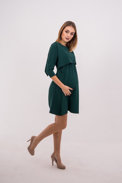 Платье для беременных и кормления т.зеленый