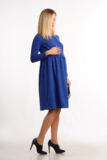 Платье "В мягких объятьях" для беременных и кормящих синий