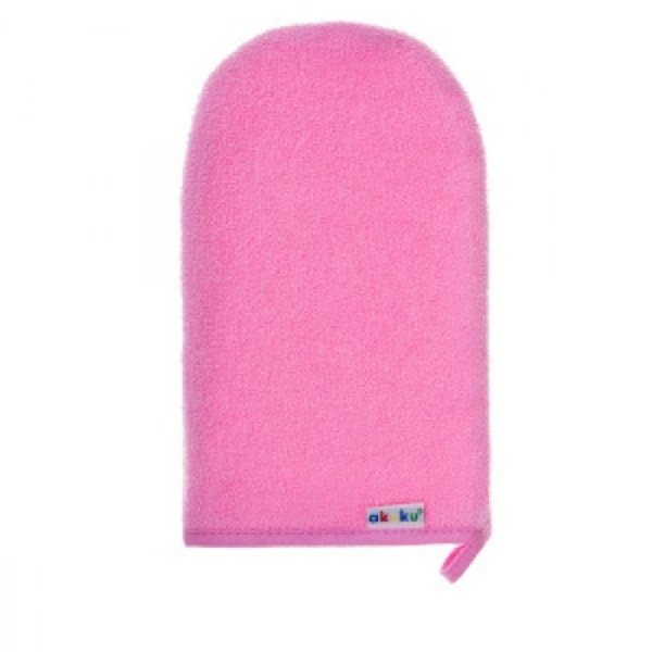 Рукавичка махровая розовая Akuku