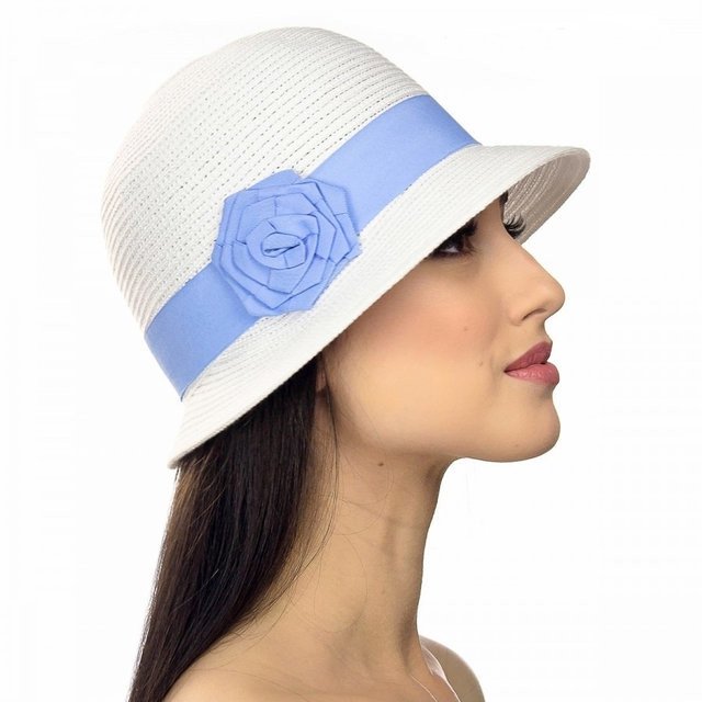 Шляпа Del Mare с голубым цветком