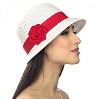 Шляпа Del Mare с красным цветком