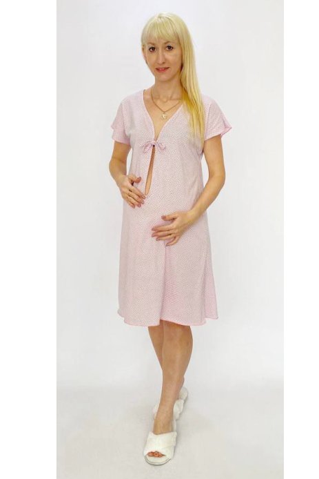 Сорочка-распашонка для беременных и кормящих розовый