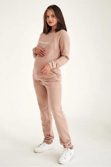 Спортивний костюм для вагітних та годуючих пудра