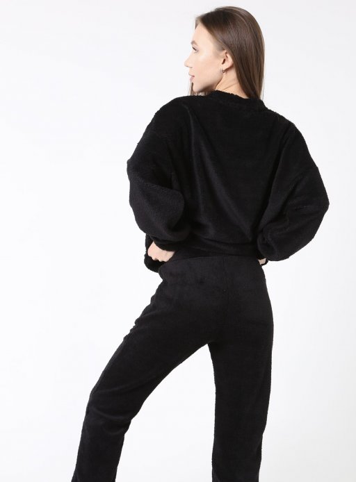 Світшот Teddy утеплений для вагітних та годуючих oversize чорний
