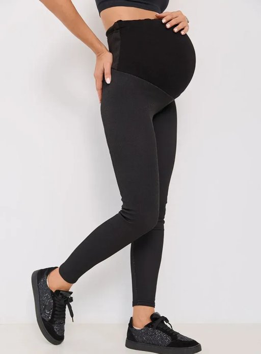 Теплые лосины в рубчик для беременных Regina черный