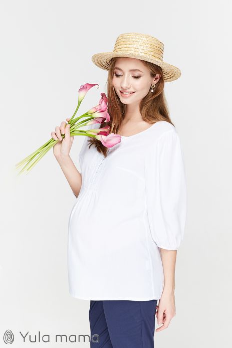 Туника Giulietta для беременных и кормящих штапель кружево белый