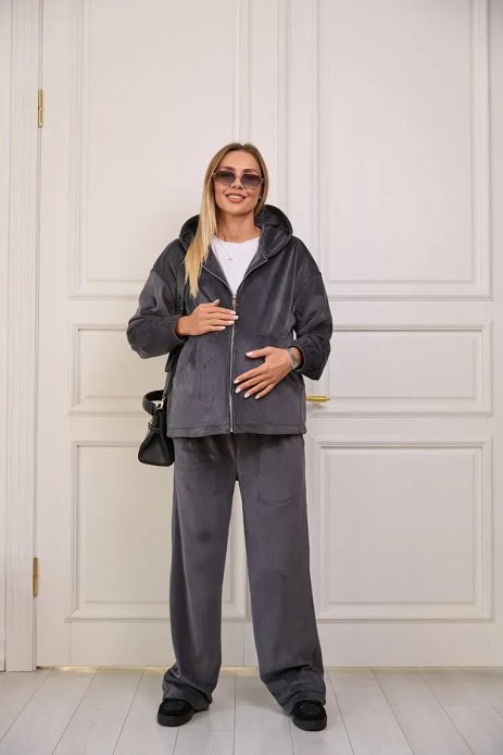 Велюровый костюм Claremont для беременных и кормящих графит Велюровый костюм Claremont для беременных и кормящих графит