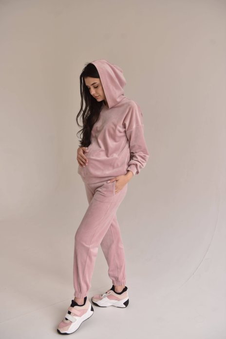 Штани для вагітних плюш пудро-рожевий