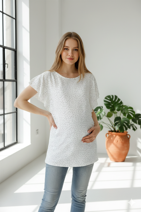 Блузка Ova для вагітних крем точки