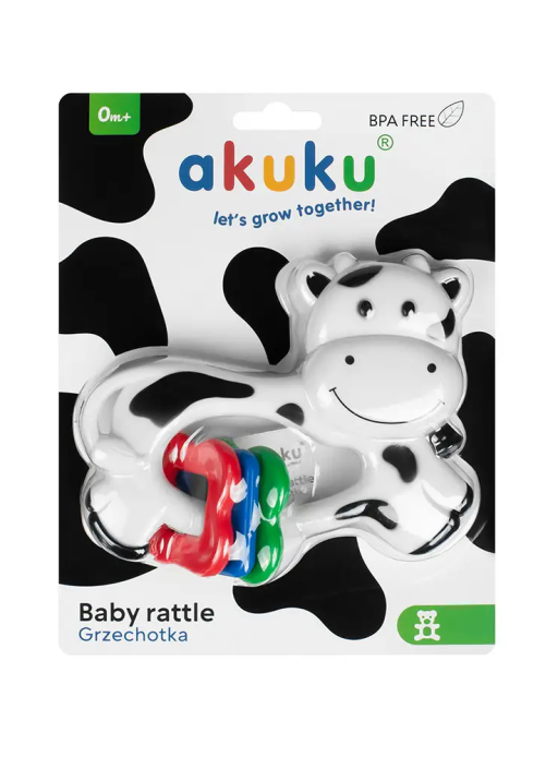 Погремушка Коровка с кольцами Akuku