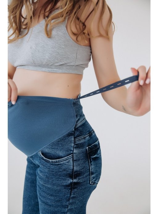 Джинсы бойфренд для беременных синий