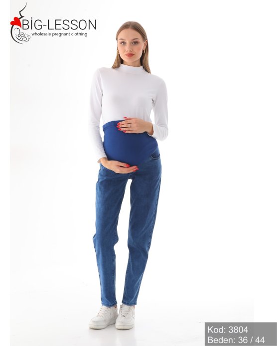 Джинси Бойфренд фліс для вагітних синій