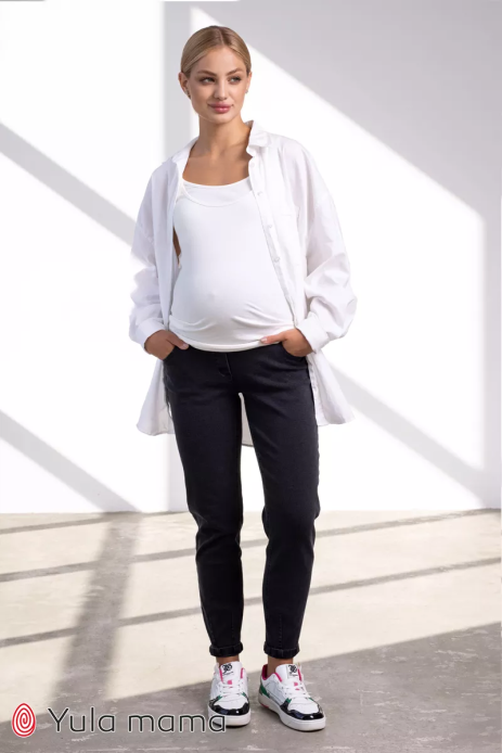Джинси Florence Mom для вагітних чорно-сірий