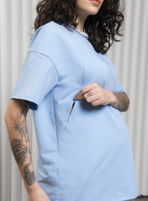 Костюм футболка з шортами MIKAELA для вагітних і годуючих блакитний