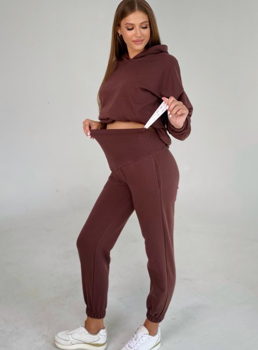 Спортивный костюм для беременных и кормящих флис  шоколад