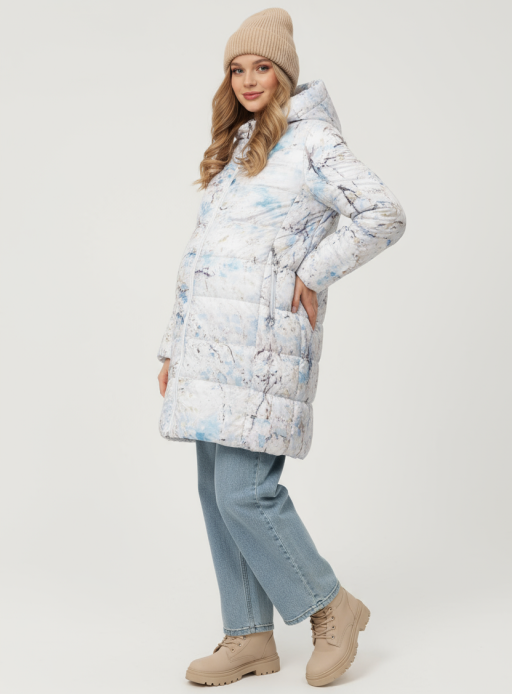 Куртка  для вагітності зимова 2в1 Witta принт блакитний