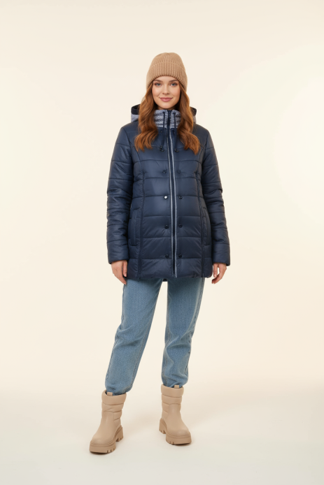 Куртка зимова укорочена для вагітних синій