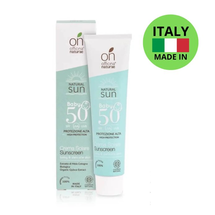 Органический детски сонцезащитный флюид SPF 50 в алюминевой тубе Officina Naturae, 75 мл