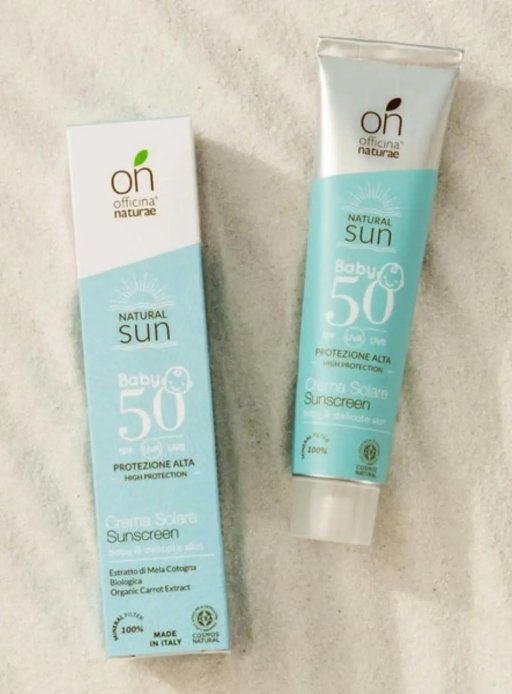 Органический детски сонцезащитный флюид SPF 50 в алюминевой тубе Officina Naturae, 75 мл