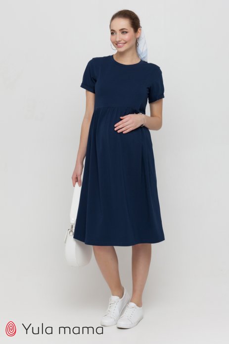 Платье-футболка SOPHIE для беременных и кормящих темный-синий